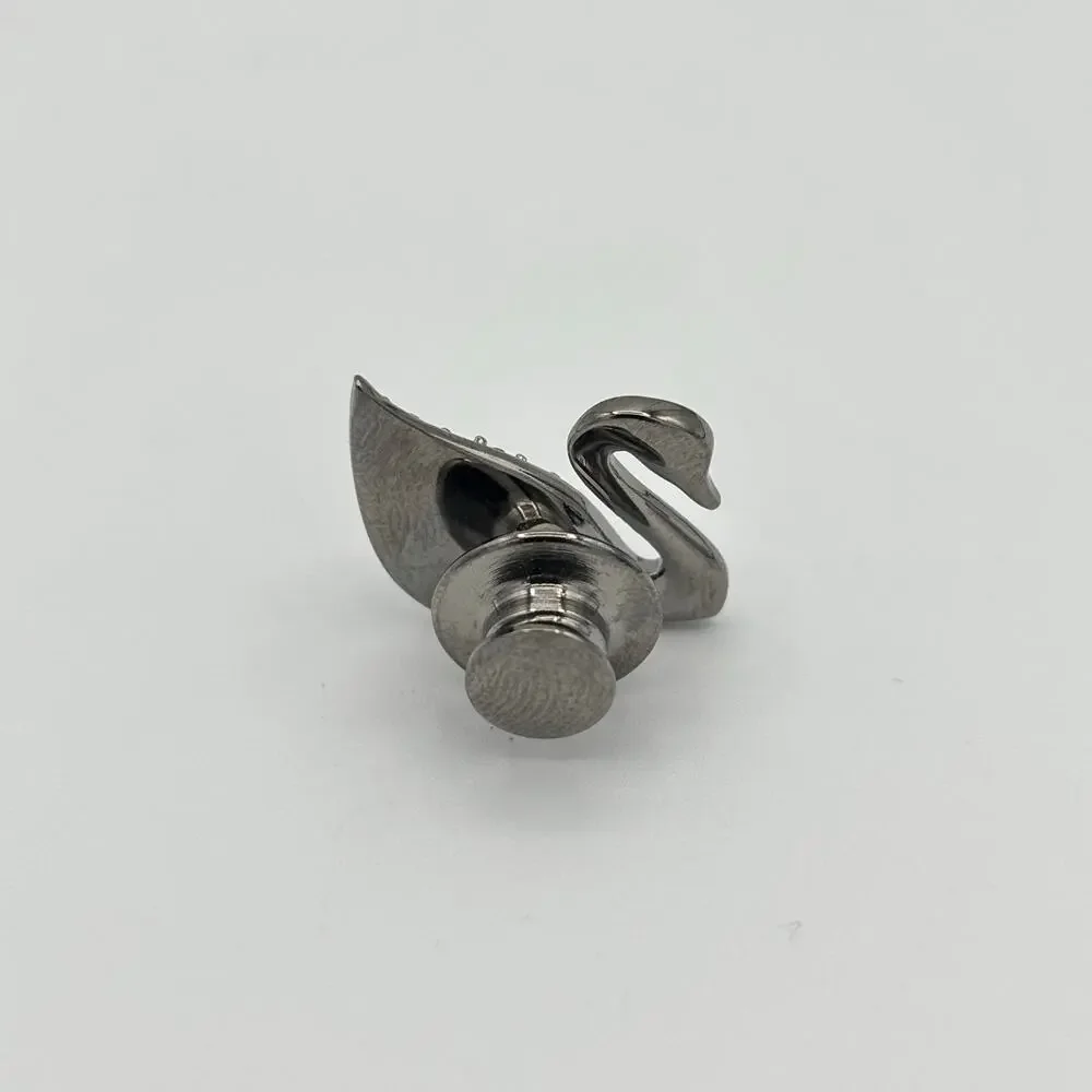 Swarovski Red Marquise & Clear Pavé Stones Silver Tone Swan Lapel Pin Tie Tack